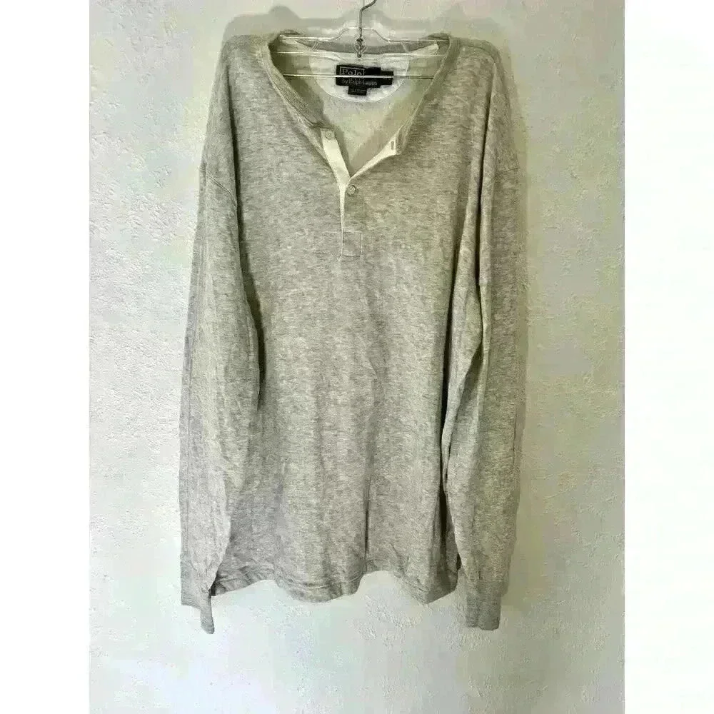 Polo Ralph Lauren Mens Polo Gray Long Sleeve Crew Neck T Shirt Size XXL